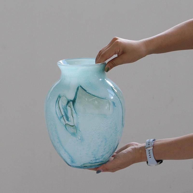 宋代美学蓝云肌理中式轻奢花瓶摆件客厅插花复古琉璃餐桌高级,淘宝优惠券,粉丝福利购,淘宝优惠卷