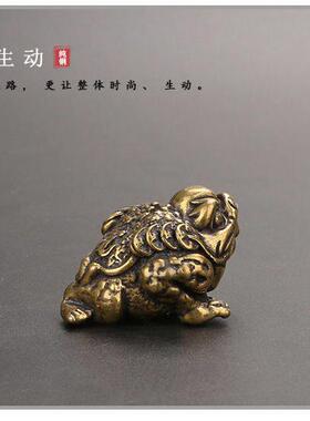 纯铜把玩件金蟾摆件茶宠小金蟾手把件蟾蜍家居装饰品办公室