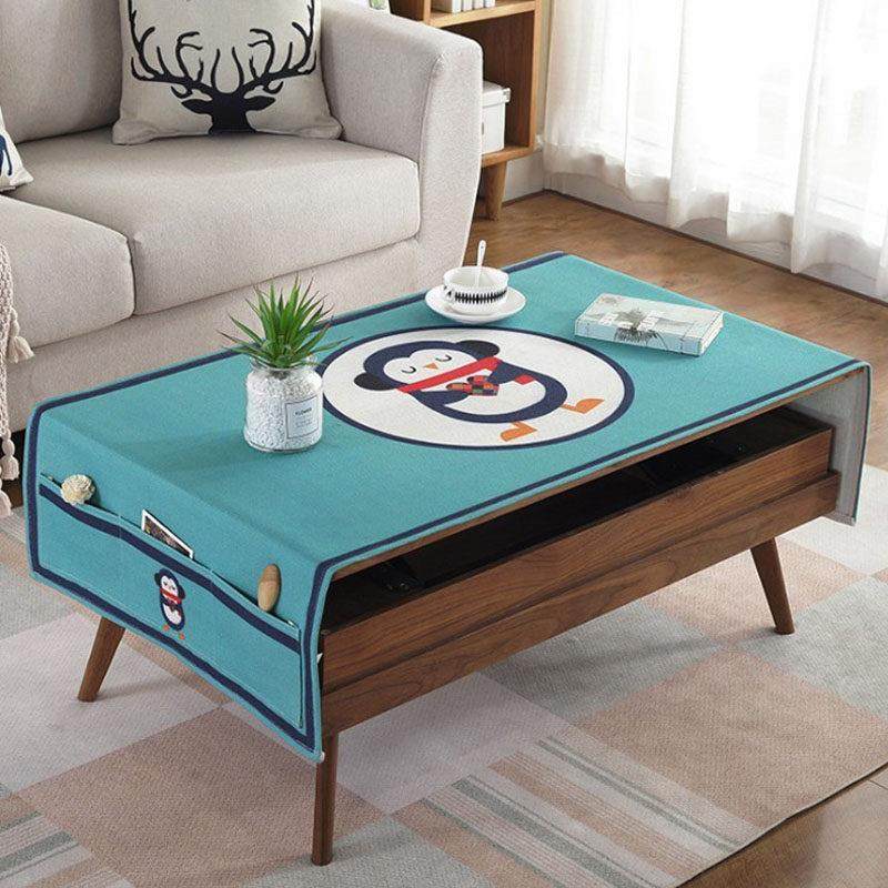 卡通茶几桌布口袋式黄色加厚棉麻布艺防水防烫桌布书桌可爱熊盖巾,淘宝优惠券,粉丝福利购,淘宝优惠卷