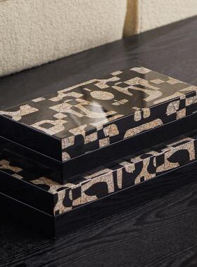 中古覆古风客厅茶几木质高级感古巴雪茄盒拼图装饰盒收纳摆件摆台