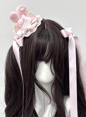 新款手作lolita兔耳蕾丝花丸