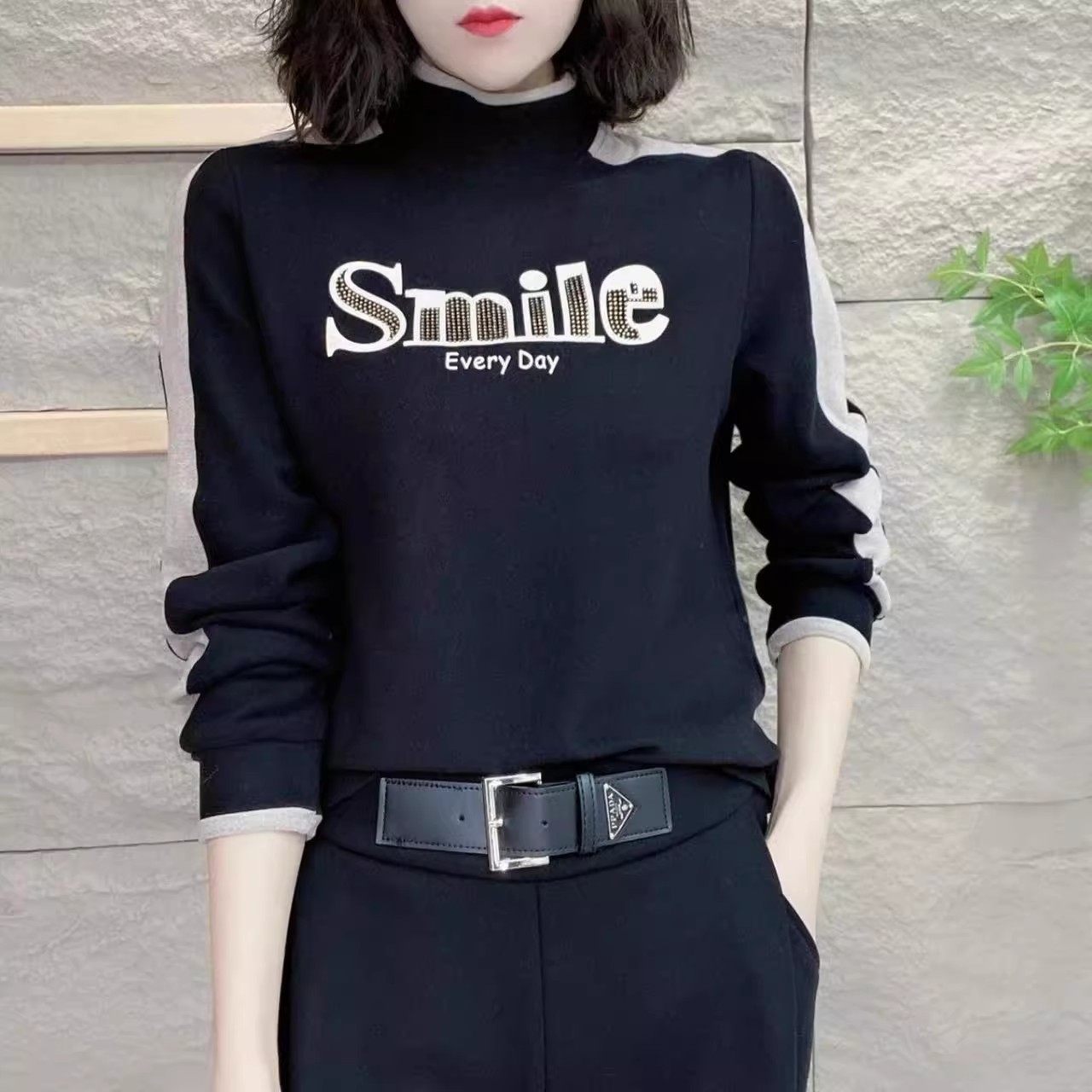 秋冬新款德绒长袖T恤女洋气妈妈装半高领气质显瘦加绒保暖打底衫,淘宝优惠券,粉丝福利购,淘宝优惠卷