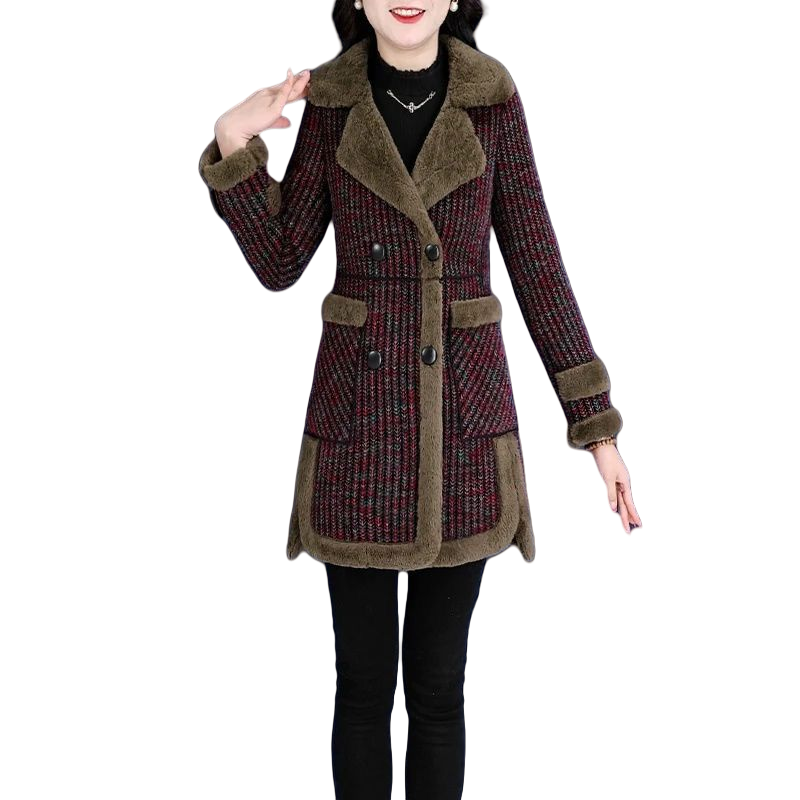 新款中年妈妈中长款加绒加厚毛呢外套冬季洋气百搭大码保暖上衣女,淘宝优惠券,粉丝福利购,淘宝优惠卷