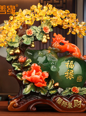 速发品善缘 摆财貔貅葫芦招件 招财树工艺品家居客厅乔迁开业礼吉