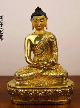 速发纯铜鎏金藏传尼泊尔三宝佛三世佛释迦牟尼佛阿弥陀佛药师佛不