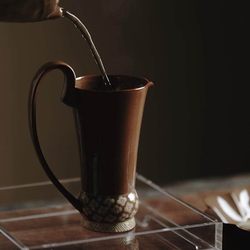 日式手绘花朵年轮雅奏茶艺分茶器加茶杯带柄不烫手茶海公道杯,淘宝优惠券,粉丝福利购,淘宝优惠卷