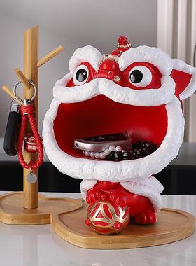 创意国潮醒狮入户玄关钥匙收纳摆件家居客厅装饰品新年龙年送礼品