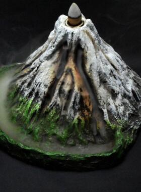 新款山水风景树脂工艺摆件富士山倒流香香炉创意家居摆件厂家直销