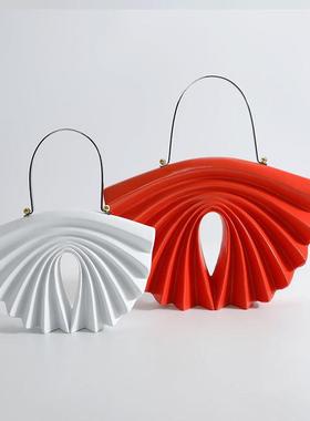 现代简约扇形树脂包包摆件艺术样板房客厅卧室桌面酒店创意工艺品