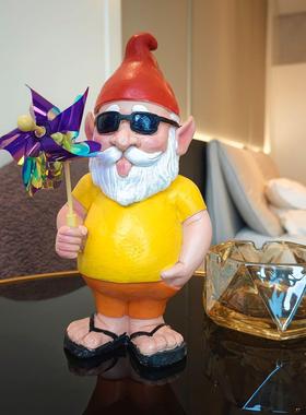 花园侏儒小矮人风车桌面树脂工艺品雕像装饰户外工艺品摆件