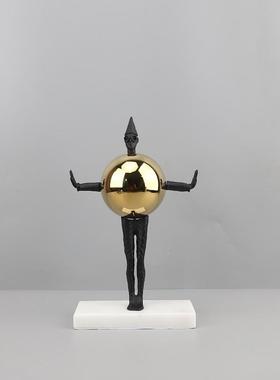 现代约抽象大简理石金属盔甲人雕1058塑居摆件客物厅玄关书房家装