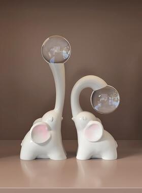 现代简约水晶大象酒柜客厅摆件电视柜办公室台面装饰品水晶球款