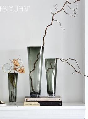 件现代简约玻璃花瓶摆手工T筒璃花餐瓶玻厅客厅卧新CSC647室桌面