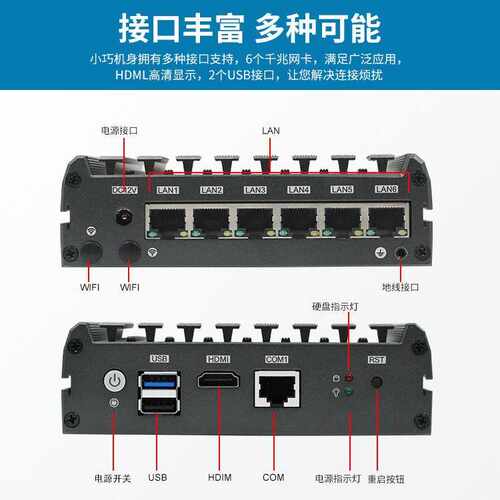 派勤迷你软路由工控主机千兆6网口rs232串口爱快防火墙小工业电脑 - 图3