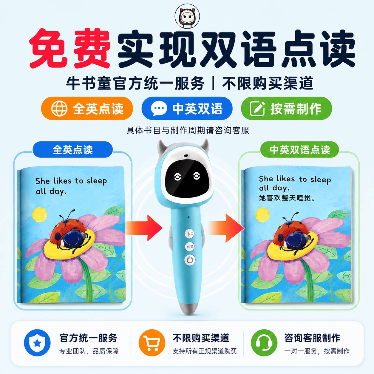 【百万宝妈已买】牛书童X8 WiFi点读笔官方旗舰店宝宝幼儿童英语早教启蒙通用教材RAZ分级阅读绘本