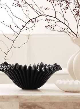 现代侘寂极简树脂果盘家用客厅收纳摆件桌面软装托盘装饰品