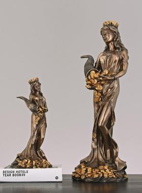 欧式财富女神雕像树脂工艺品天使摆设家居装饰商务送礼桌面摆件