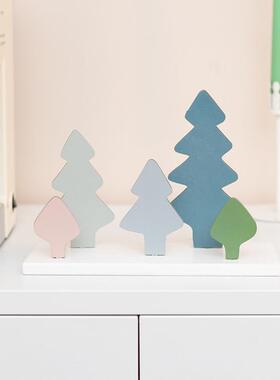 奶油风北欧书架装饰品家居柜卧室工位儿童房可爱木质小摆件