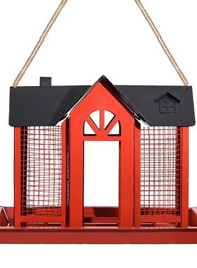 新款创意秋千房子金属庭院蜂鸟松鼠喂鸟器户外悬挂装饰