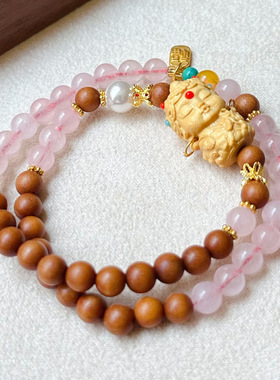 2025新款檀香木绿度母雕饰手链民族风百搭时尚女神手串饰品