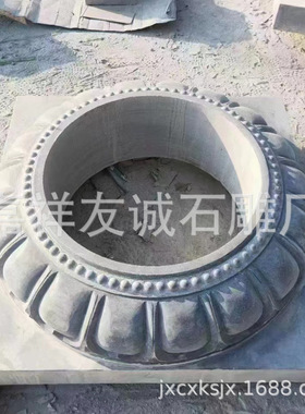 仿古柱墩石石雕 天然石材雕花柱脚石古建祠堂凉亭垫柱石来图加工