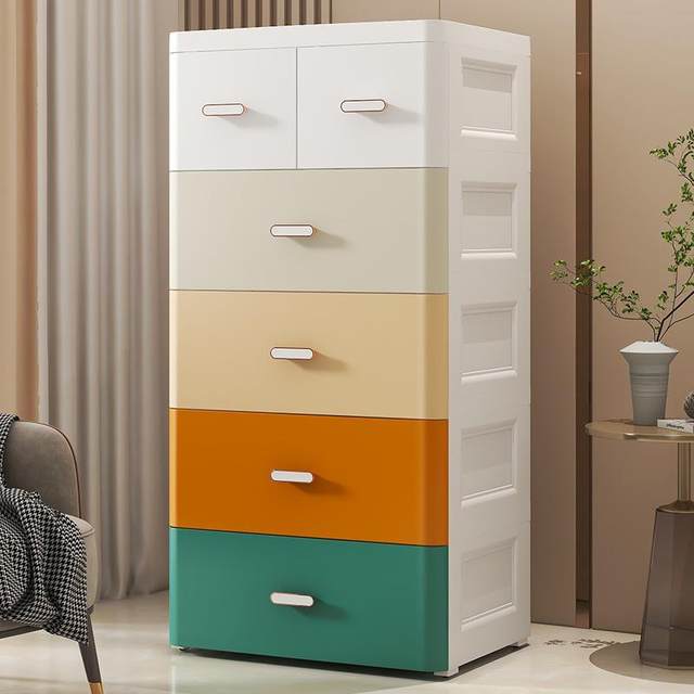 Nordic style drawer-type children's storage cabinet thickened multi-functional plastic finishing cabinet multi-layer grid large capacity