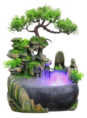 创意礼品小假山流水桌面摆件装饰加湿器办公室工艺品创