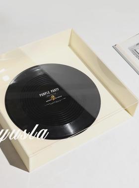 简约复古怀旧客厅售楼部道具黑胶唱片软装饰品样板房间电视柜摆件