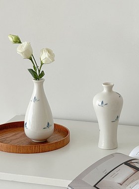 速发客厅新中式摆件视房茶几瓷书机柜禅意陶电小花瓶青花瓷花瓶花