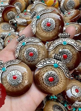 现货速发藏族民族风项链复古吊坠百搭毛衣链做旧男款吊坠散珠配饰