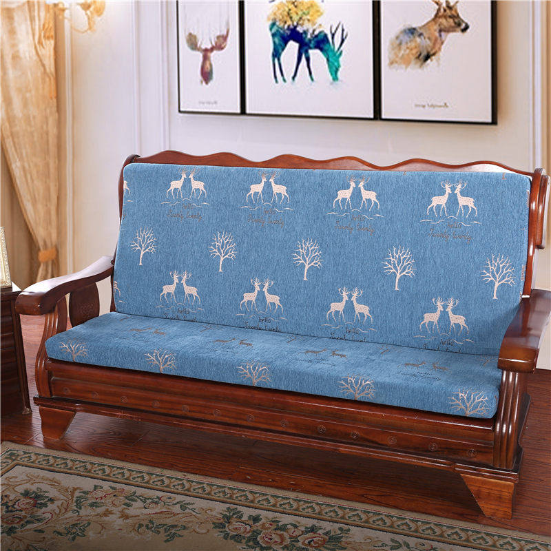 冬优 加厚实木沙发坐垫带靠背防滑老式木质连体红木沙发垫可拆洗