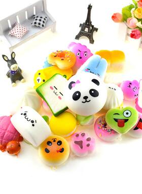热卖squishy仿真PU慢回弹面包蛋糕甜甜圈20个随机套装手机钥匙挂