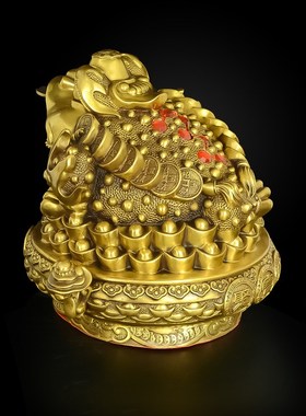 速发铜金蟾摆件铺足饰品摆件全铜三居金蟾蟾蜍摆设招财店铺商家礼