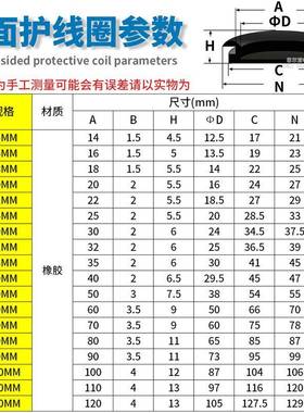 黑色单面护线圈橡胶圈密封圈防尘防水过线圈环开孔14MM-120MM平方