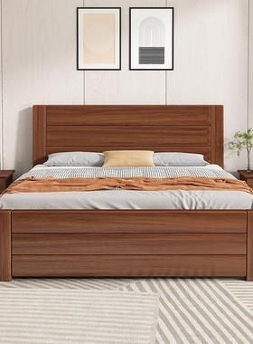 简约实木床1.5米中式双人床1.8米主卧家用出租房单人床1米经济型