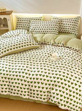 2024新款提花泡泡棉四件套母婴级小清新床单被套床上用品三件套