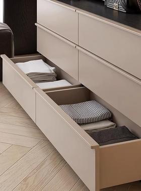 实木梳妆台斗柜一体卧室床尾现代简约翻盖可伸缩化妆桌黑白拼色