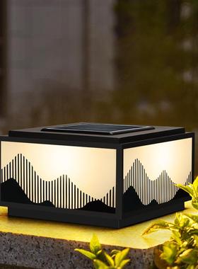 太阳能柱头灯户外庭院灯大门柱子灯现代室外防水围墙灯别墅门柱灯