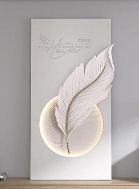 立体创意入户玄关装饰画正对门轻奢壁画过道走廊现代简约灯光挂画