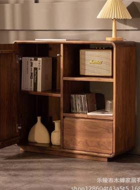 沙发边几边柜全实木黑胡桃木现代简约北欧轻奢客厅边角几侧边柜