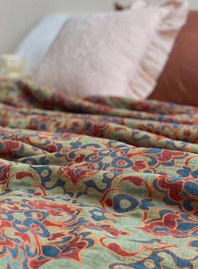 田园风复古色织双层纱大提花夏被蓬松亲肤柔软宿舍卧室夏被