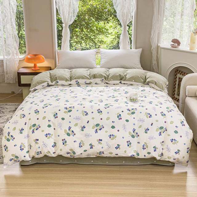 Four-season four-piece set all-cotton pure cotton new thickened quilt cover bed sheet student dormitory three-piece set simple single quilt cover