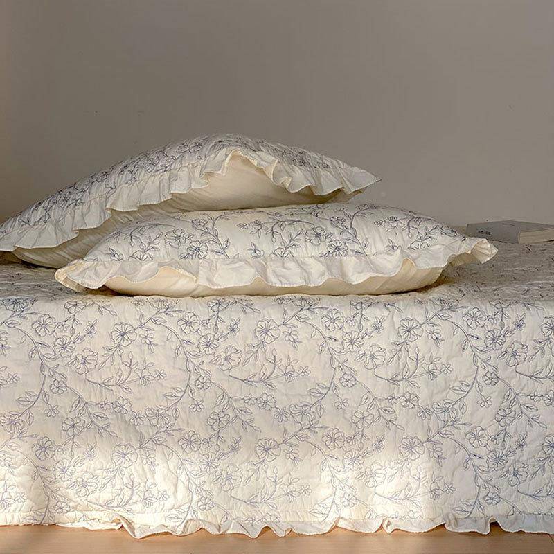 韩式主风纯棉夹棉加厚床盖床单盖被双面睡裸用LXT件单南通市家公 - 图0