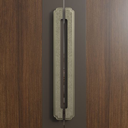 新中式仿古铜实木大门拉手别墅酒店宴会所包厢玻璃推拉门把手对装 - 图0