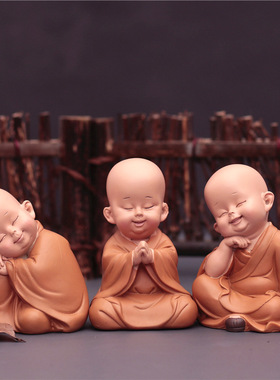 迷你小佛像一休慧能小和尚摆件禅意古风茶台办公桌装饰品日式沙弥