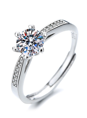 吴山居官方正品精工制作莫桑石一克拉钻戒钻石戒指女款时尚百搭