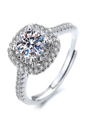 莫桑石戒指女小众高级结婚情侣对戒求婚一克拉指环饰品