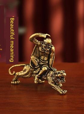 纯黄铜Vohu罗汉屋顶装饰镇屋金属铜像大十八罗汉佛像石像桌面