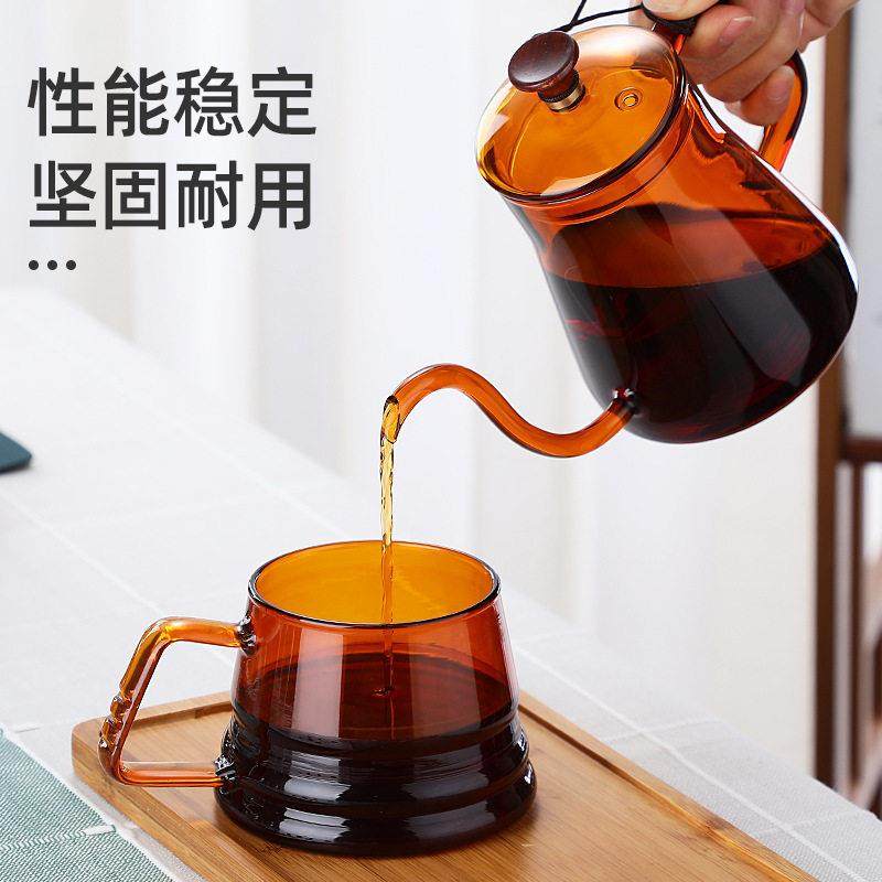 咖啡手冲壶带盖耐高温玻璃壶细口长嘴挂耳咖啡壶可明火加热煮家用,淘宝优惠券,粉丝福利购,淘宝优惠卷