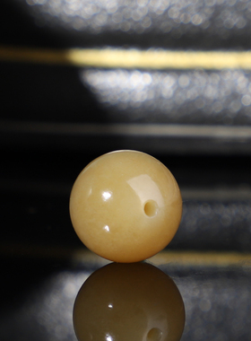 新疆和田玉切末糖黄糖圆珠12mm